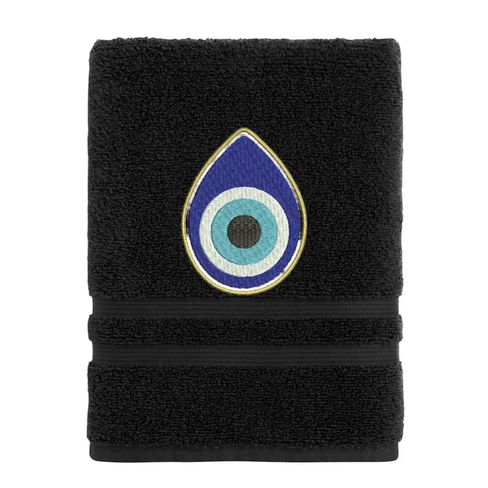 Hand Evil Eye Embroidered Hand towel Pick one New Made to order Black